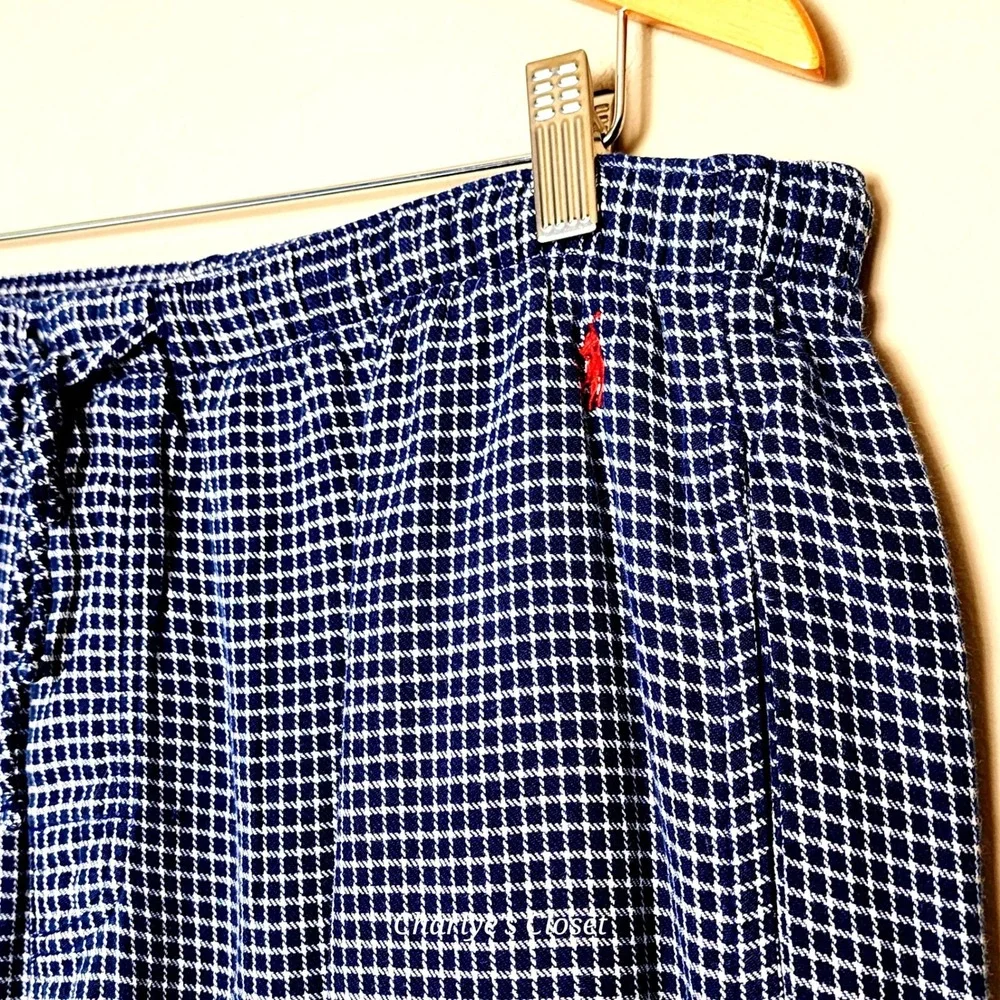 Polo‎ Ralph Lauren Mens Pajama Pants L Blue Gingham Cotton Lounge Sleepwear